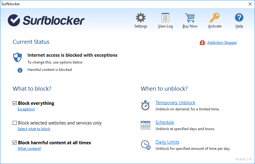 Surfblocker screenshot